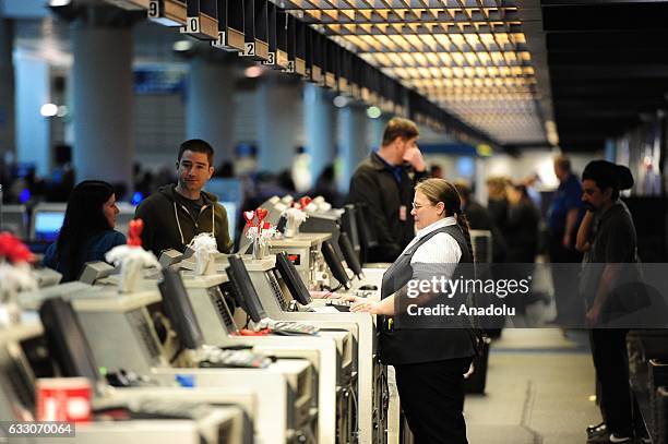 View from check-in counters as protesters demonstrate against President Trump's immigration ban at Portland International Airport in Portland, United...