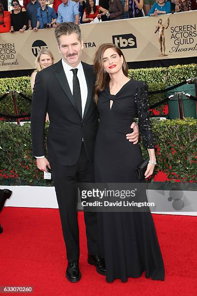 David Benioff and Amanda Peet attend the 23rd Annual Screen Actors Guild Awards at The Shrine Expo Hall on January 29, 2017 in Los Angeles,...