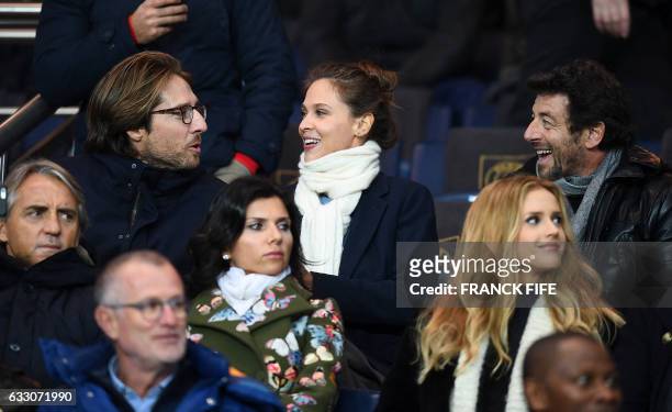 Former head coach Roberto Mancini and his wife Silvia Fortini , French swimmer Camille Lacourt , French tv host Ophelie Meunier and French singer...