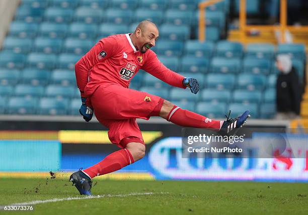 Watford's Heurelho Gomes during The Emirates FA Cup - Fourth Round match between Millwall against Watford at The Den on 29th Jan 2017