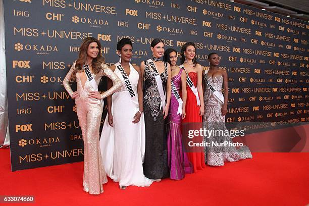 Miss Universe candidates Keity Drennan of Panama, Monyque Brooks of Cayman Islands, Nuka Karalashvili of Georgia, Carolyn Carter of US Virgin...