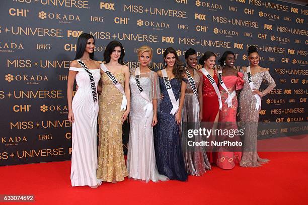 Sal Garcia of the Dominican Republic, Barbara Filipovic of Croatia, Christina Mikkelsen of Denmark, Iris Mittenaere of France, Erika Creque of...
