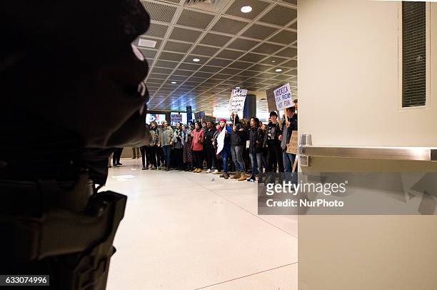 Thousands turn out for a January 29th, 2017 protest against Muslim immigration ban at Philadelphia International Airport, in Philadelphia...