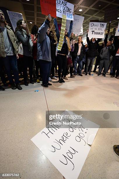 Thousands turn out for a January 29th, 2017 Immigration Ban Protest at Philadelphia International Airport, in Philadelphia Pennsylvania.