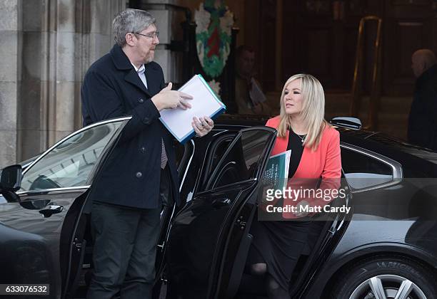 Sinn Fein's Michelle O'Neill arrives at Cardiff City Hall for a joint ministerial committee which includes the leaders from Westminster, Cardiff,...