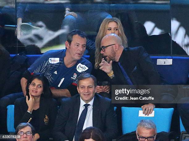 Jean-Luc Reichmann and Pascal Obispo attend the 25th IHF Men's World Championship 2017 Final between France and Norway at Accorhotels Arena on...