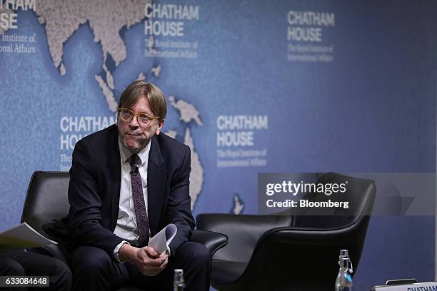 Guy Verhofstadt, Brexit negotiator for the European Parliament, pauses before delivering a speech at Chatham House in London, U.K., on Monday, Jan....