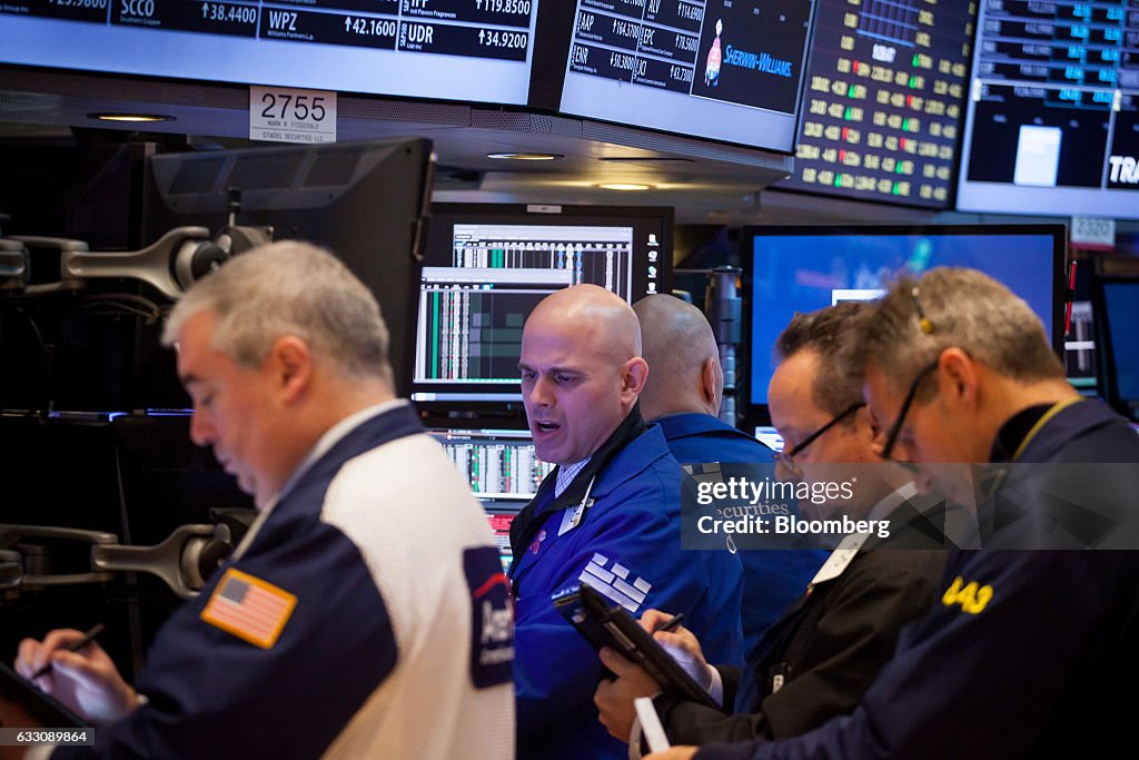 Trading On The Floor Of The NYSE As U.S. Stocks Fall, Bonds Rise