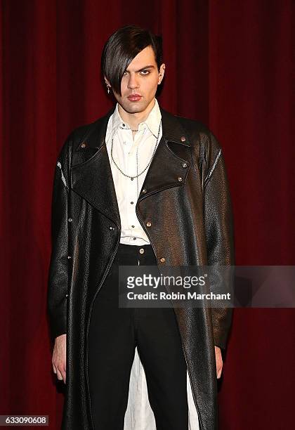 Model poses at Kozaburo Presentation during NYFW: Men's on January 30, 2017 in New York City.