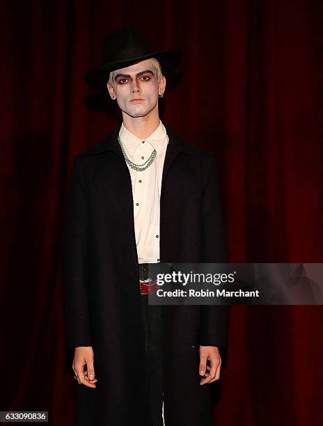 Model poses at Kozaburo Presentation during NYFW: Men's on January 30, 2017 in New York City.