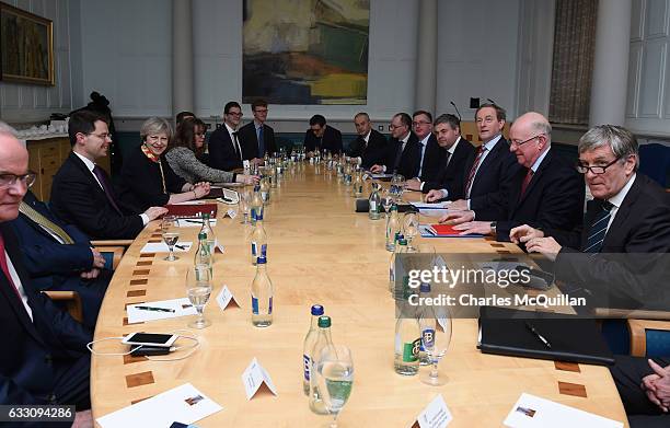 British Prime Minister Theresa May and Irish Taoiseach Enda Kenny hold talks at Government Buildings on January 30, 2017 in Dublin, Ireland. Brexit...
