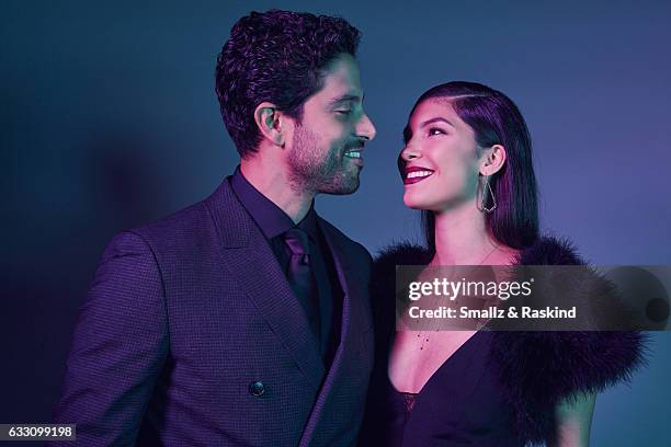 Adam Rodriguez poses with his wife Grace Gail for a portrait at the 2017 People's Choice Awards at the Microsoft Theater on January 18, 2017 in Los...