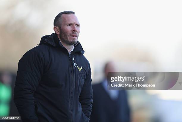 Michael Appleton the manager of Oxford United during The Emirates FA Cup Fourth Round match between Oxford United and Newcastle United at the Kassam...