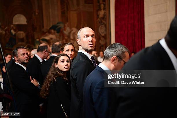 Captain Thierry Omeyer of the France handball team, who have just won the World Championships, meet with French president Francois Hollande at Elysee...