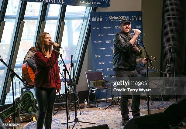 Singer-songwriter Cassadee Pope and Chris Young perform at SiriusXM Studios on January 30, 2017 in Nashville, Tennessee.