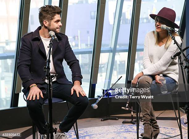 Singer-songwriter Thomas Rhett and Kelsea Ballerini visit SiriusXM Studios on January 30, 2017 in Nashville, Tennessee.