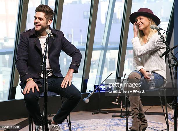 Singer-songwriter Thomas Rhett and Kelsea Ballerini visit SiriusXM Studios on January 30, 2017 in Nashville, Tennessee.