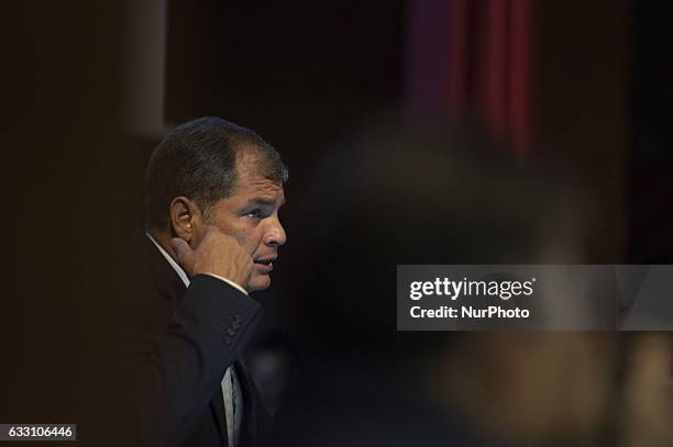 President of Ecuador, Rafael Correa, during the conference 'Economy for Development Ecuador Case' at the Complutense University of Madrid, during his...