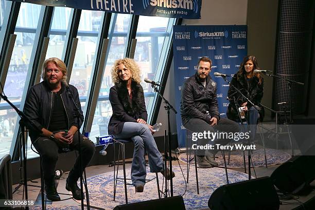 Philip Sweet,Kimberly Schlapman,Jimi Westbrook and Karen Fairchild of 'Little Big Town' visit SiriusXM Studios on January 30, 2017 in Nashville,...