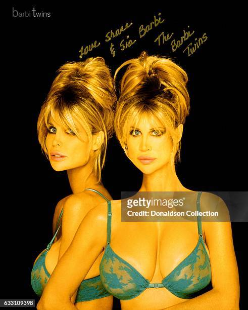 Shane Barbi and Sia Barbi of The Barbi Twins pose for a portrait in circa 1995.