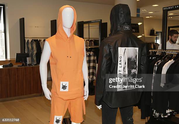 General view of the Helmut Lang X Travis Scott collection at Barneys New York Beverly Hills on January 30, 2017 in Beverly Hills, California.