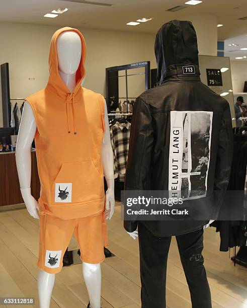 General view of the Helmut Lang X Travis Scott collection at Barneys New York Beverly Hills on January 30, 2017 in Beverly Hills, California.