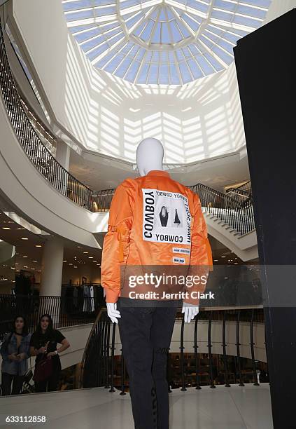 General view of the Helmut Lang X Travis Scott collection at Barneys New York Beverly Hills on January 30, 2017 in Beverly Hills, California.