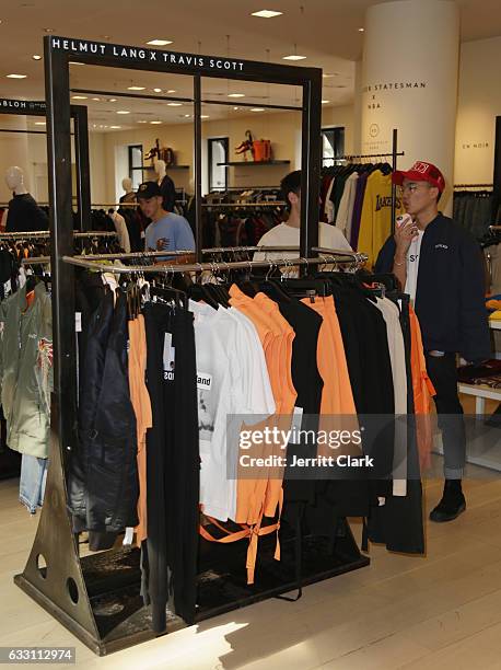 General view of the Helmut Lang X Travis Scott collection at Barneys New York Beverly Hills on January 30, 2017 in Beverly Hills, California.