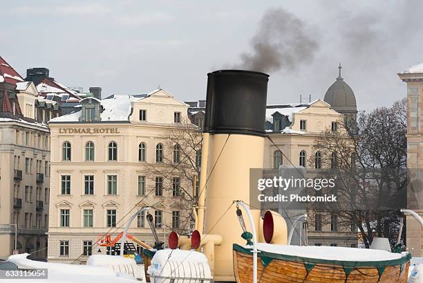 lydmar hotel, a lifestyle hotel on stockholm's blasieholmen island - vinter stockfoto's en -beelden