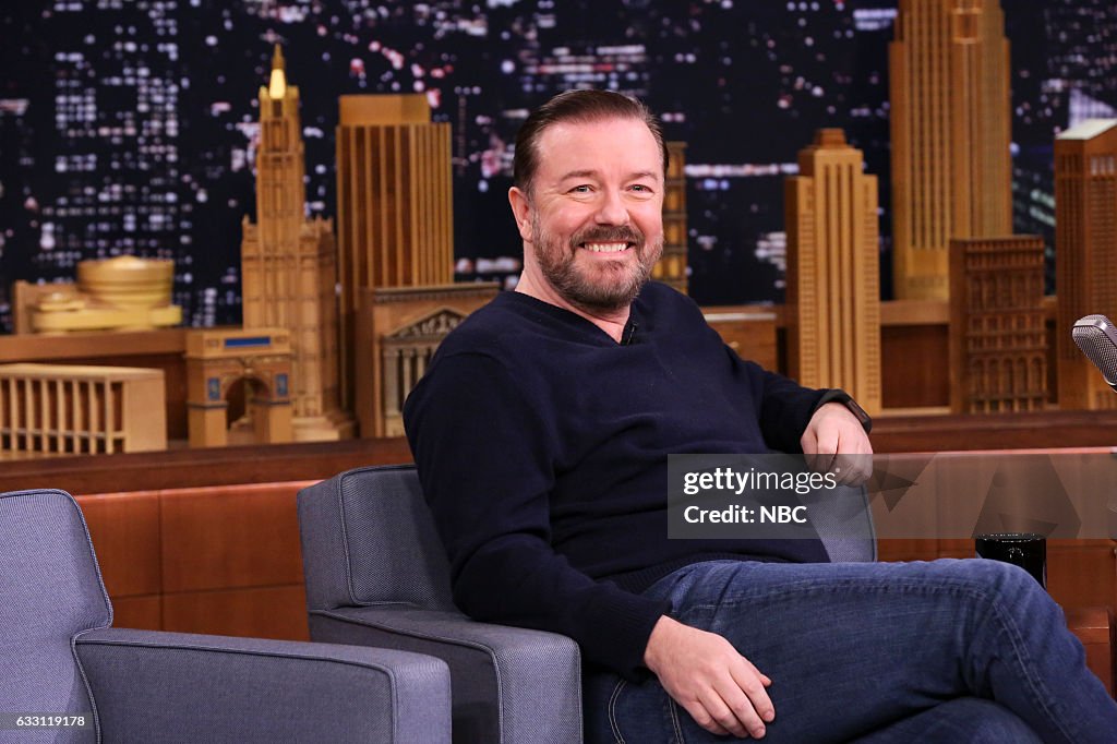 Jimmy Fallon Ricky Martin Comedian Ricky Gervais during an interview on January 30, 2017 -- News ...