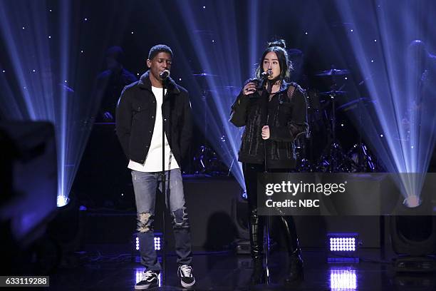 Episode 0613 -- Pictured: Musical guest Noah Cyrus featuring Labrinth performs on January 30, 2017 --