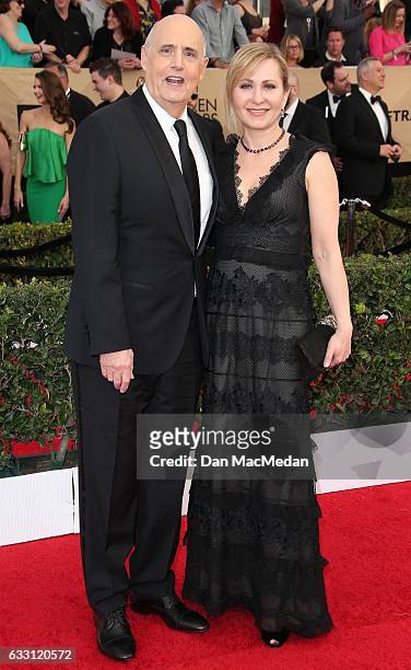 Actor Jeffrey Tambor and Kasia Ostlun arrive at the 23rd Annual Screen Actors Guild Awards at The Shrine Expo Hall on January 29, 2017 in Los...
