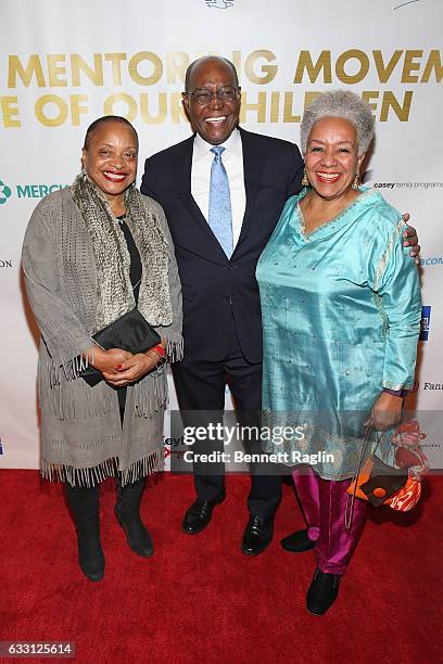 Deborah Willis, Frank Thomas, and Lola C. West attend the National CARES Mentoring Movements 2nd Annual 'For the Love of Our Children' Gala at...