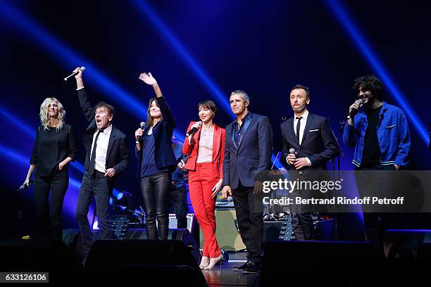 Sandrine Kiberlain, Alain Souchon, Carla Bruni Sarkozy, Jeanne Cherhal, Julien Clerc, Designer of the show Pierre Souchon and Gael Faure perform...