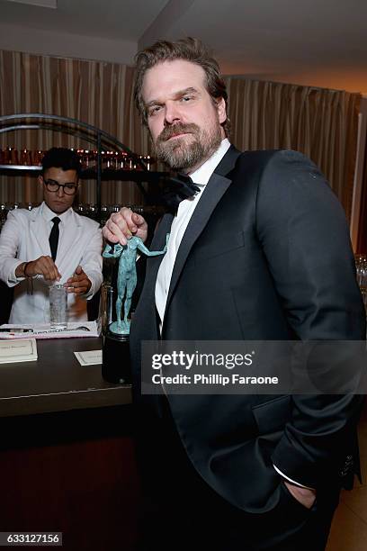 Actor David Harbour attends The Weinstein Company & Netflix's 2017 SAG After Party in partnership with Absolut Elyx at Sunset Tower Hotel on January...