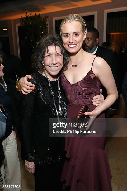 Actors Lily Tomlin and Taylor Schilling attend The Weinstein Company & Netflix's 2017 SAG After Party in partnership with Absolut Elyx at Sunset...