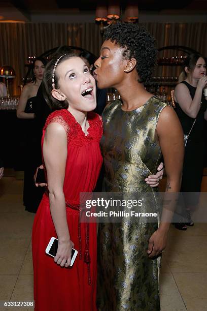 Actresses Millie Bobby Brown and Samira Wiley attend The Weinstein Company & Netflix's 2017 SAG After Party in partnership with Absolut Elyx at...