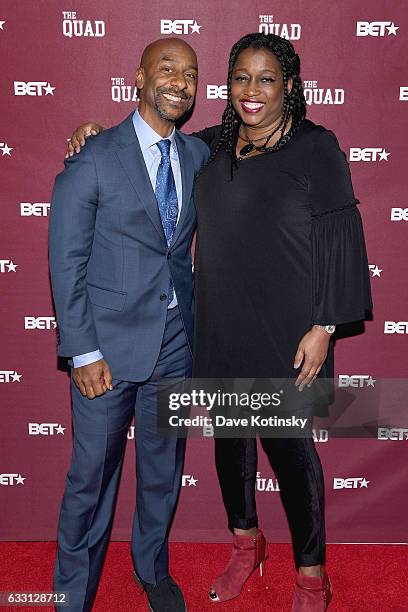 Stephen Hill and Felicia Henderson attend the premiere screening of "The Quad" by BET at The One Manhattan on January 30, 2017 in New York City.