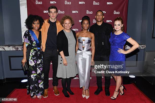 Zoe Renee Thomas, Jake Allyn, Debra Lee, Anika Noni Rose, Peyton Alex Smith, and Michelle DeFraites attend the premiere screening of "The Quad" by...