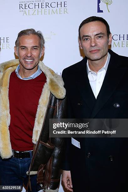 Paul Belmondo and Anthony Delon attend the Charity Gala against Alzheimer's disease at Salle Pleyel on January 30, 2017 in Paris, France.