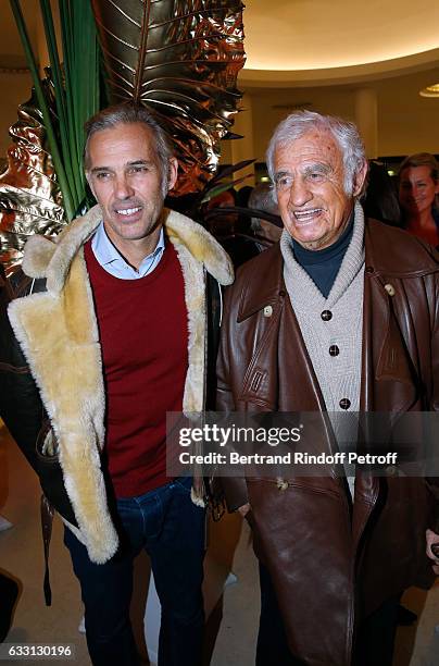 Jean-Paul Belmondo and his son Paul Belmondo attend the Charity Gala against Alzheimer's disease at Salle Pleyel on January 30, 2017 in Paris, France.