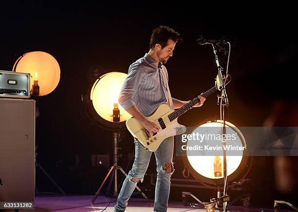 Jared Followill of Kings Of Leon performs on stage on AT&T at iHeartRadio Theater LA on January 30, 2017 in Burbank, California.