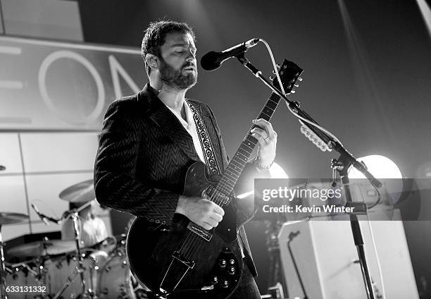 Caleb Followill of Kings Of Leon performs on stage on AT&T at iHeartRadio Theater LA on January 30, 2017 in Burbank, California.