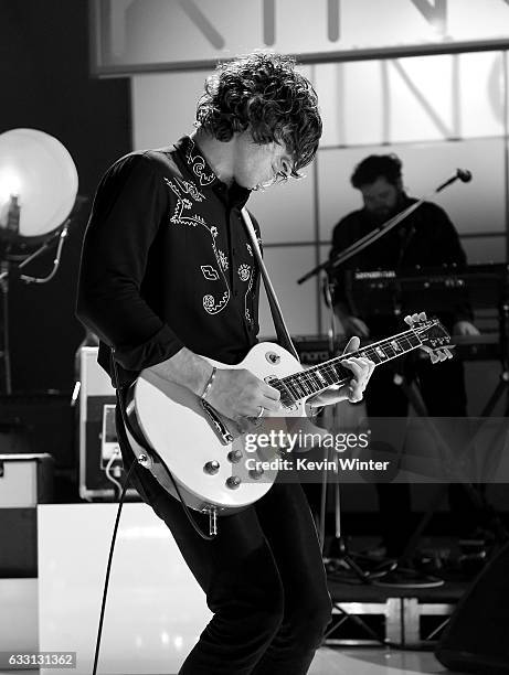 Matthew Followill of Kings Of Leon performs on stage on AT&T at iHeartRadio Theater LA on January 30, 2017 in Burbank, California.