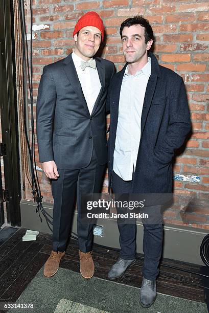 Jake Lacy and B. J. Novak attend Billy Reid - Front Row - NYFW: Men's at The Cellar at The Beekman on January 30, 2017 in New York City.