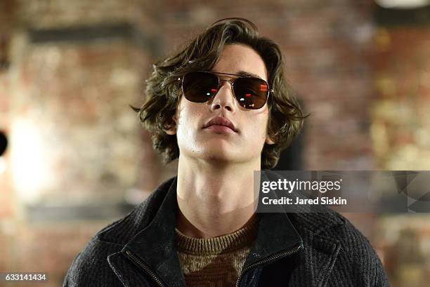 Model poses at Billy Reid - Backstage - NYFW: Men's at The Cellar at The Beekman on January 30, 2017 in New York City.