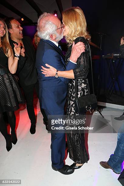 Dieter Hallervorden and his girlfriend Christiane Zander dance during the Lambertz Monday Night 2017 at Alter Wartesaal on January 30, 2017 in...