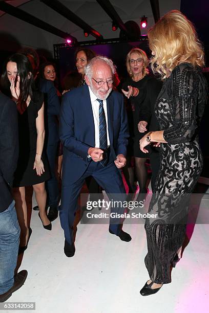 Dieter Hallervorden and his girlfriend Christiane Zander dance without shoes during the Lambertz Monday Night 2017 at Alter Wartesaal on January 30,...