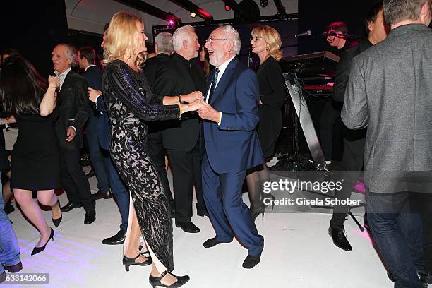 Dieter Hallervorden and his girlfriend Christiane Zander dance without shoes during the Lambertz Monday Night 2017 at Alter Wartesaal on January 30,...