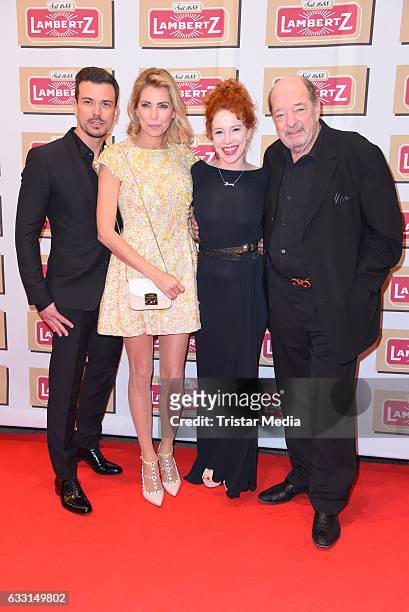 Giulia Siegel , her boyfriend Ludwig Heer , her father Ralph Siegel and his girlfriend Laura attend the 'Lambertz Monday Schoko Night 2017' on...